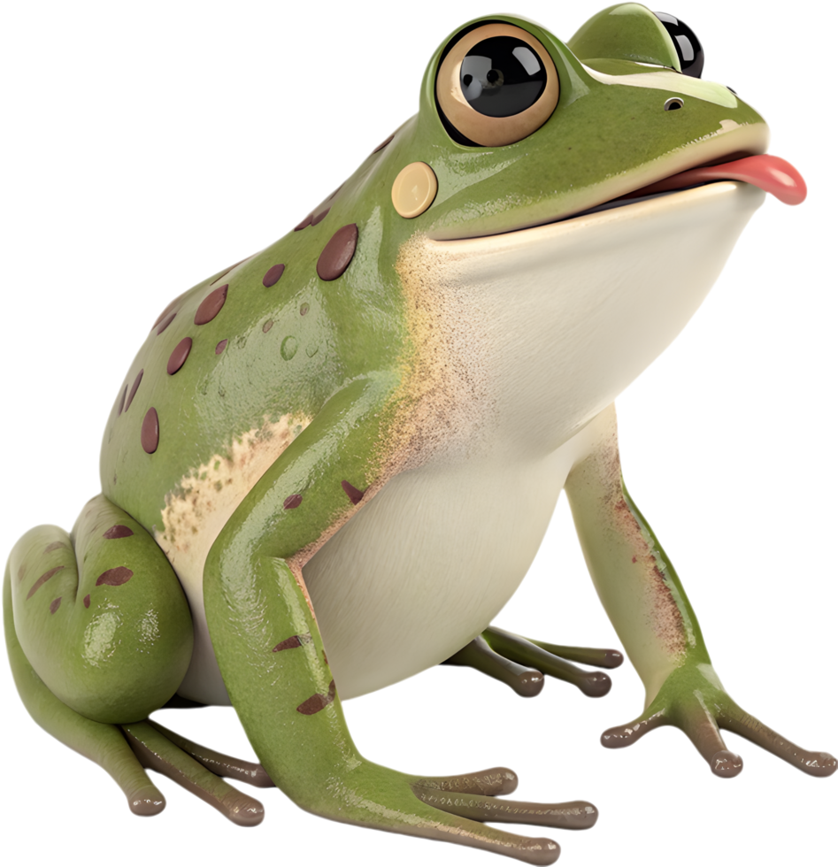 Kawaii Frog with Playful Smile and Colorful Cartoon Design. . png