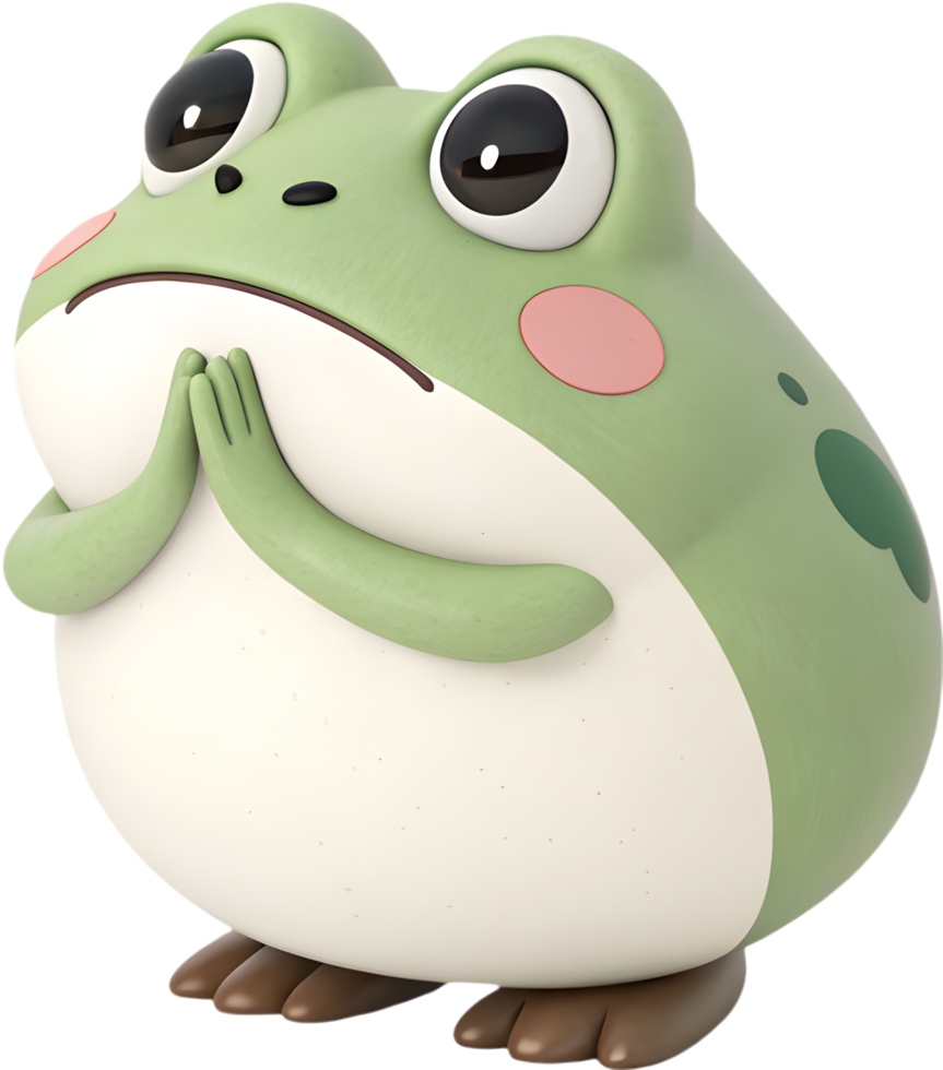 Happy Frog with Playful Expression and Bright, Kawaii Colors. . png