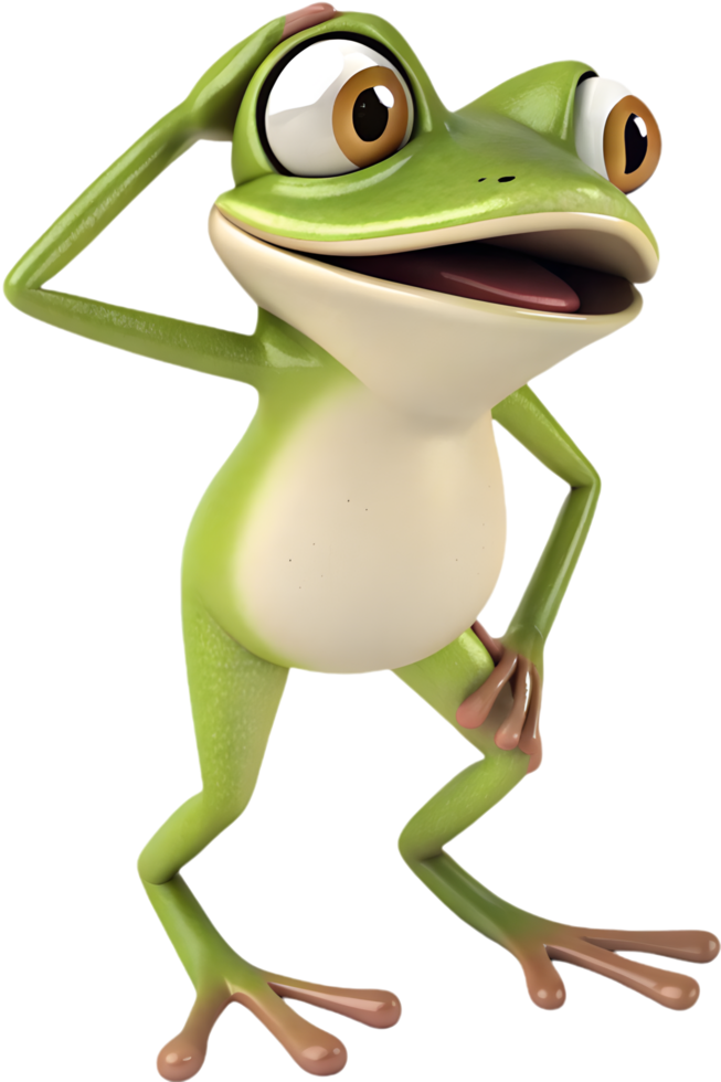 Kawaii Frog with Bright Features and Fun, Joyful Expression. . png