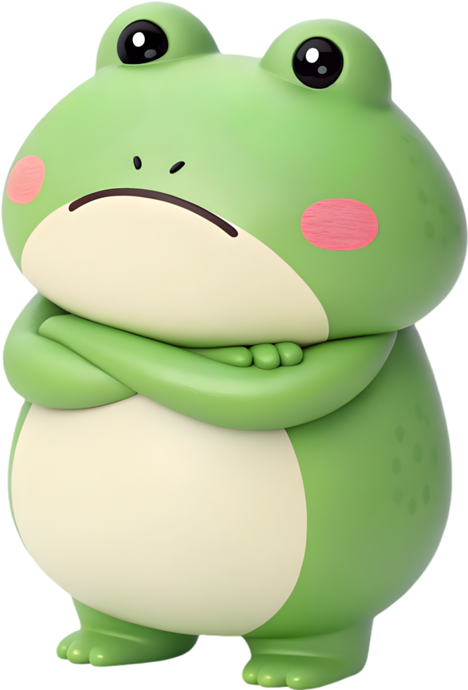 Vibrant Frog Design with Happy Expression and Kawaii Style. . png
