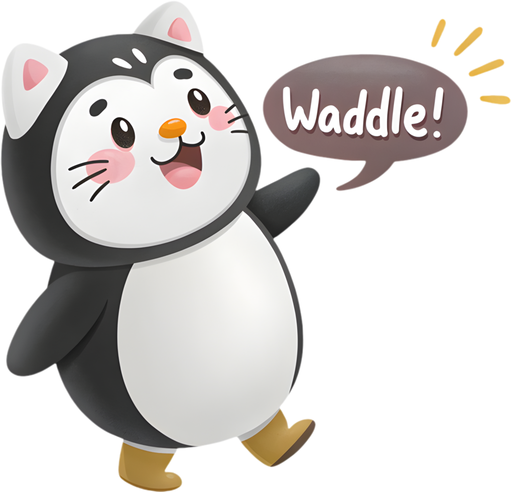 Lovely Kawaii Cat Wearing a Fluffy Animal Suit. . png