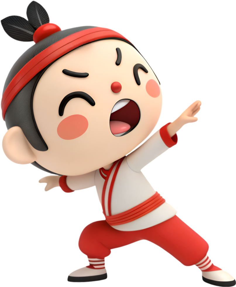 Cute baby Nezha charming hero in fun animated style. . png