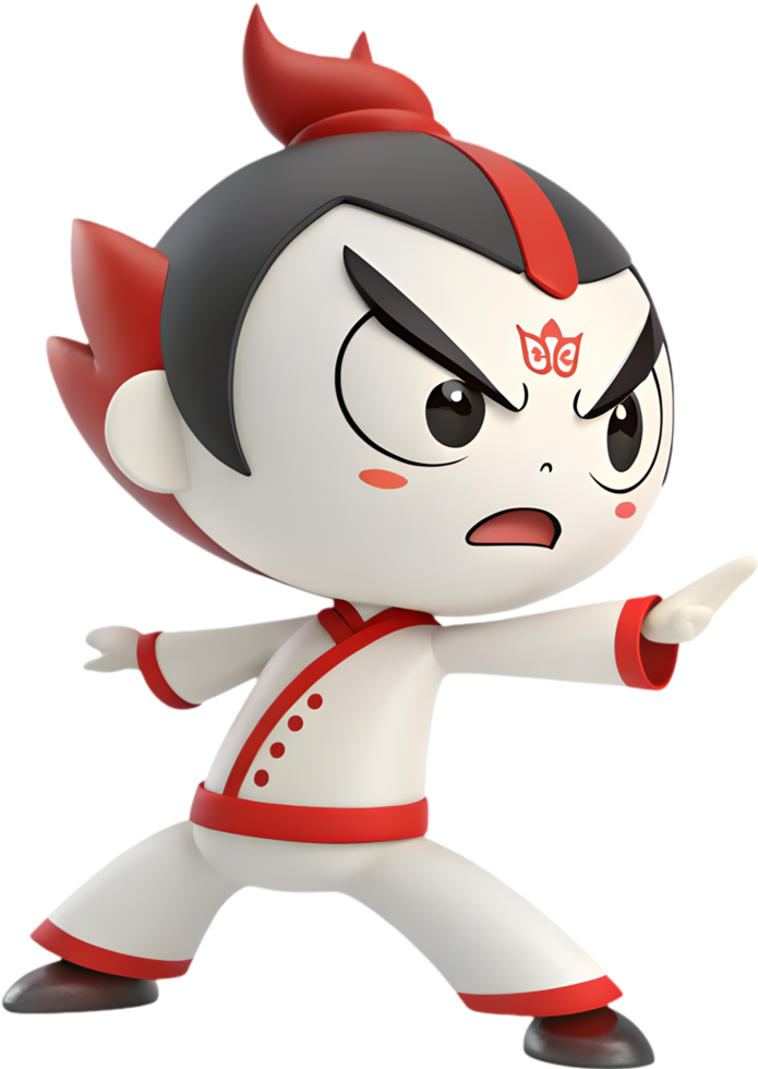 Cute and happy Nezha digital fantasy child with charming look. . png