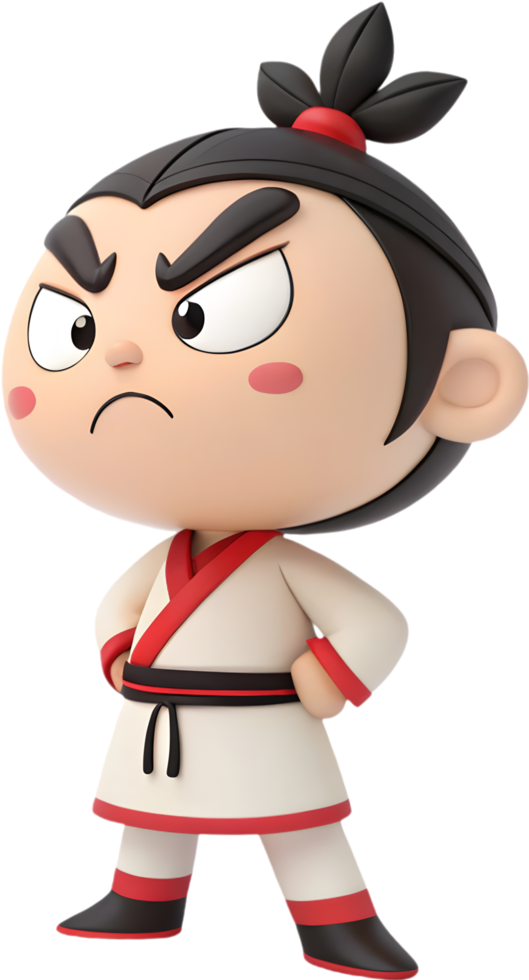 Joyful adorable Nezha heroic baby prince fun character design. . png