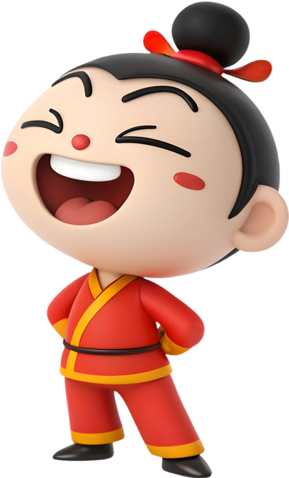 Little Nezha happy expression mythical hero playful artwork. . png