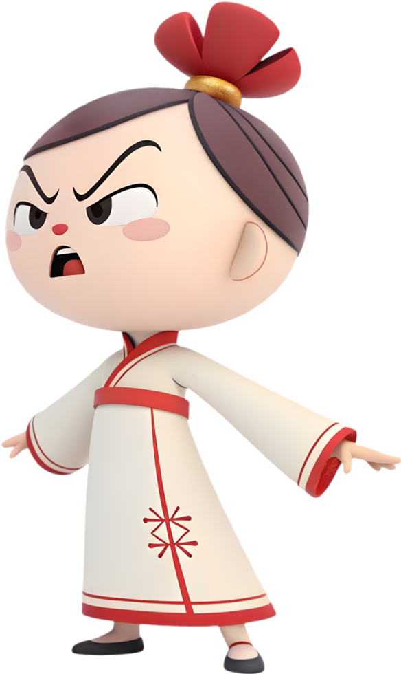 Cute prince Nezha baby warrior with divine aura pose. . png