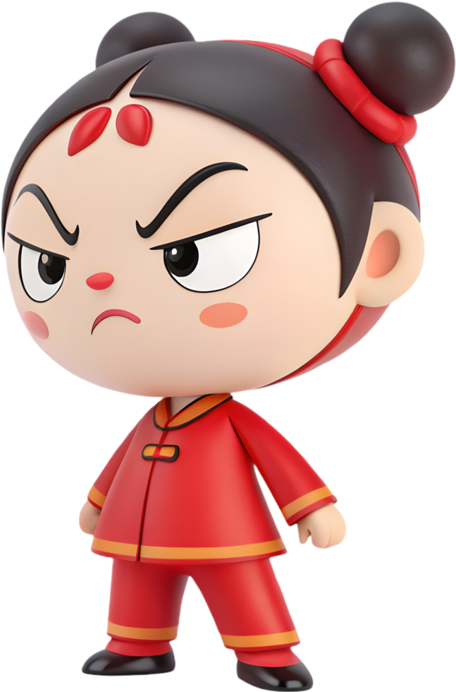 Whimsical happy Nezha charming expression artistic character illustration. . png