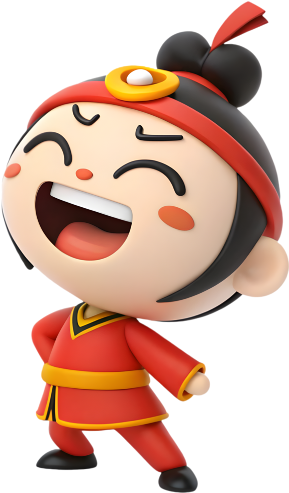 Digital cute Nezha prince fantasy character delightful pose. . png