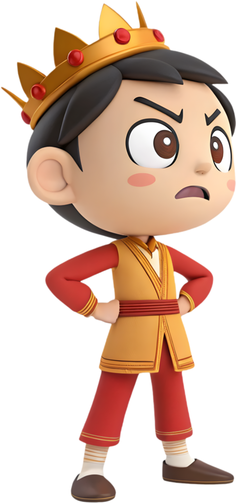 Playful kawaii Nezha magical charm legendary child artwork. . png