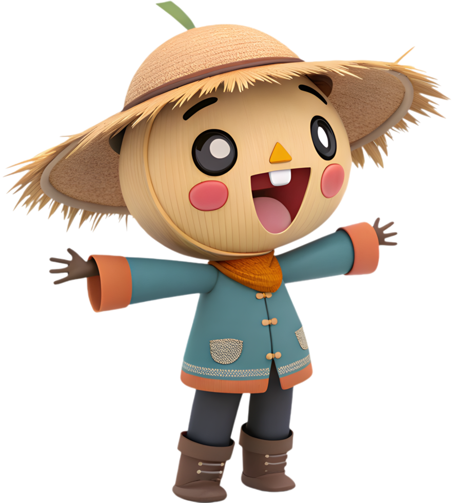 Fun and Charming Kawaii Scarecrow for Decorations. . png