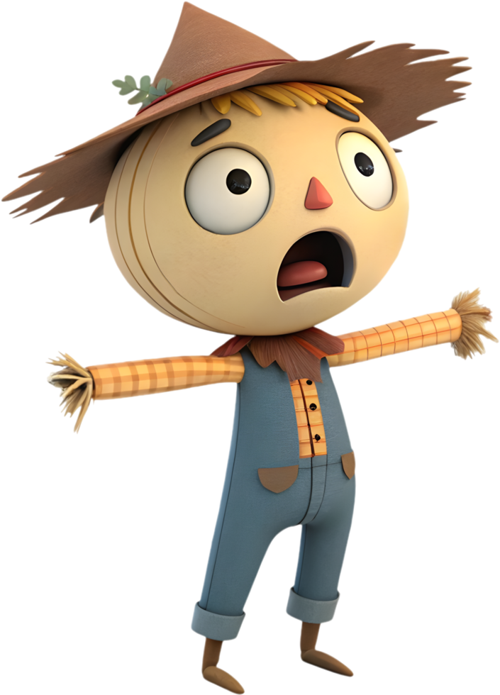 Harvest Festival Kawaii Scarecrow with Cute Outfit. . png