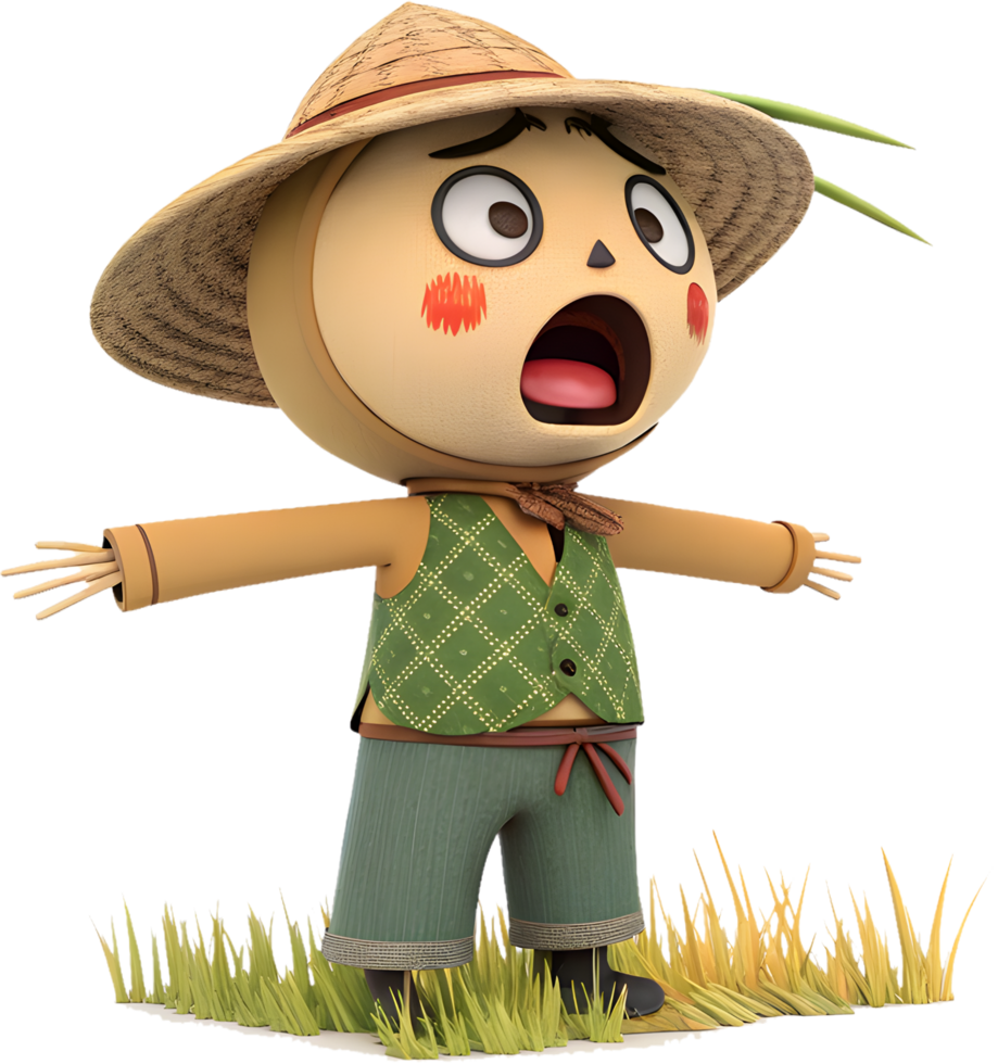 Cute Scarecrow Cartoon Perfect for Autumn Decor. . png