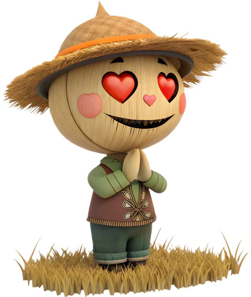 Whimsical Scarecrow Cartoon Full of Fun and Charm. . png