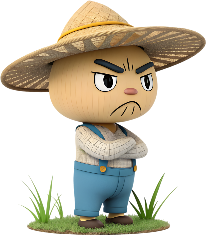 Adorable Kawaii Scarecrow Smiling with Pumpkin. . png