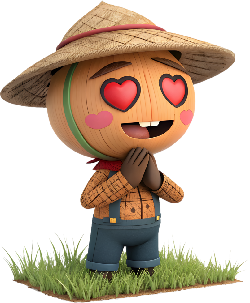 Cute Scarecrow Cartoon in an Autumn Farm Scene. . png