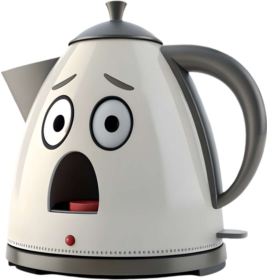 Lovable Kettle Character with Glossy Surface. . png