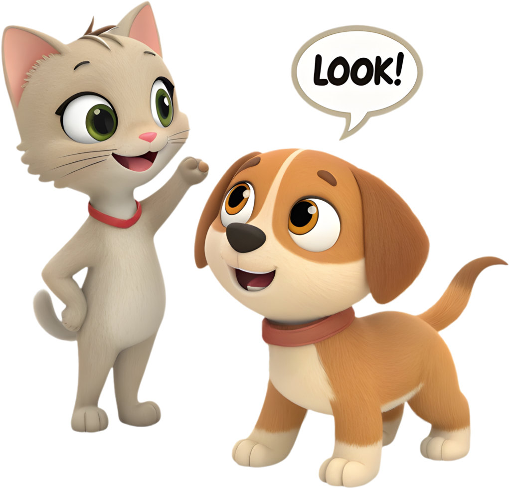 Fluffy Kitten and Puppy Warm Loving Scene. . png
