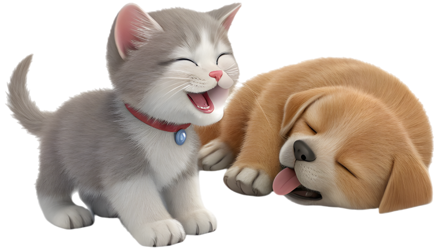 Best Friendship Kitten and Puppy Adorable Scene. . png