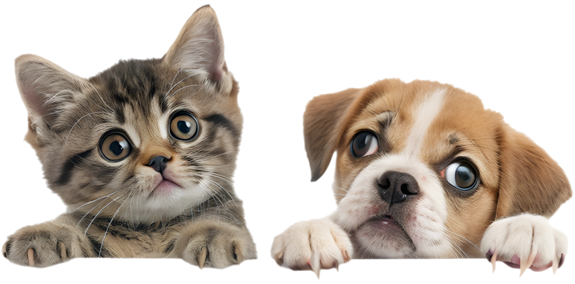 Innocent Kitten and Puppy Snuggling Together. . png