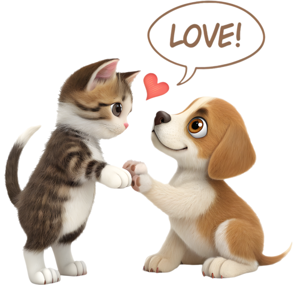 Cute Expressions Kitten and Puppy Looking So Sweet. . png