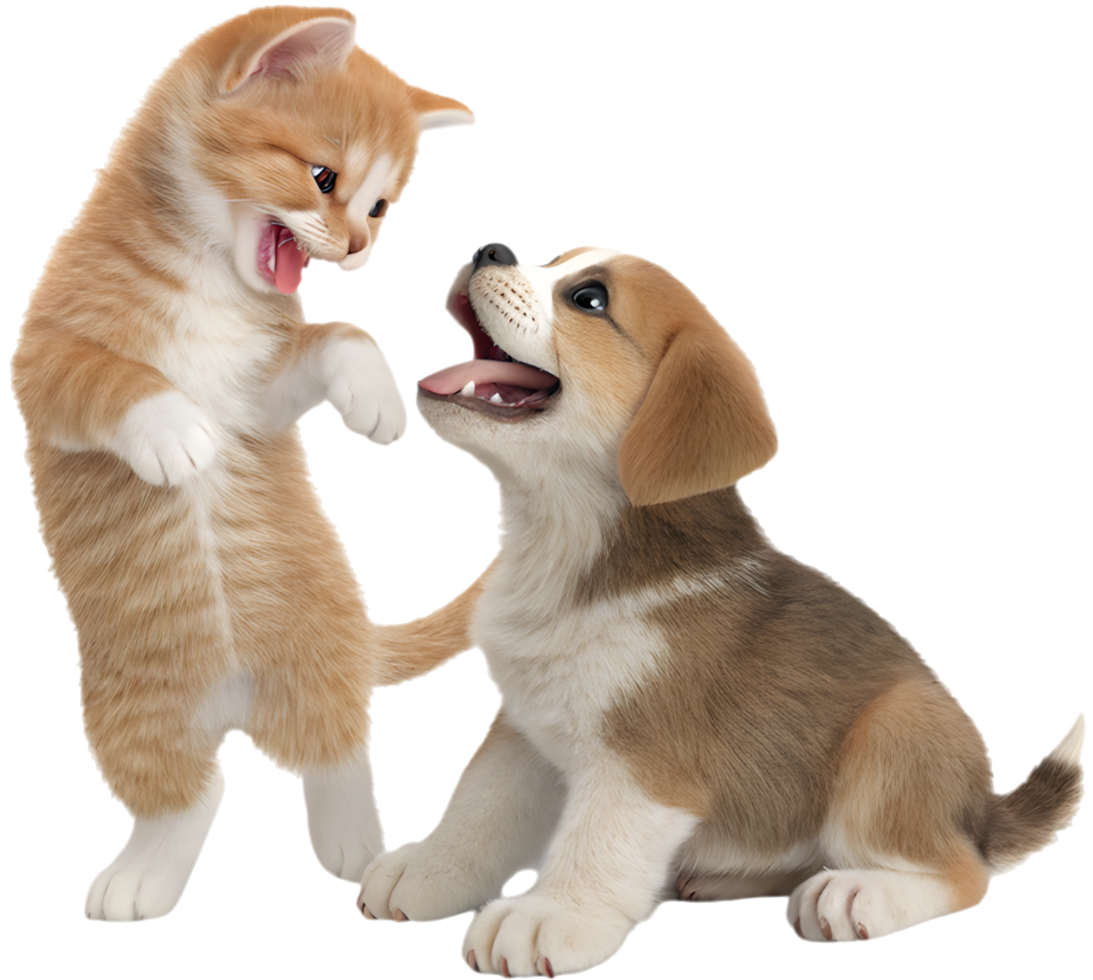 Sweet Pets Kitten and Puppy Displaying Affection. . png