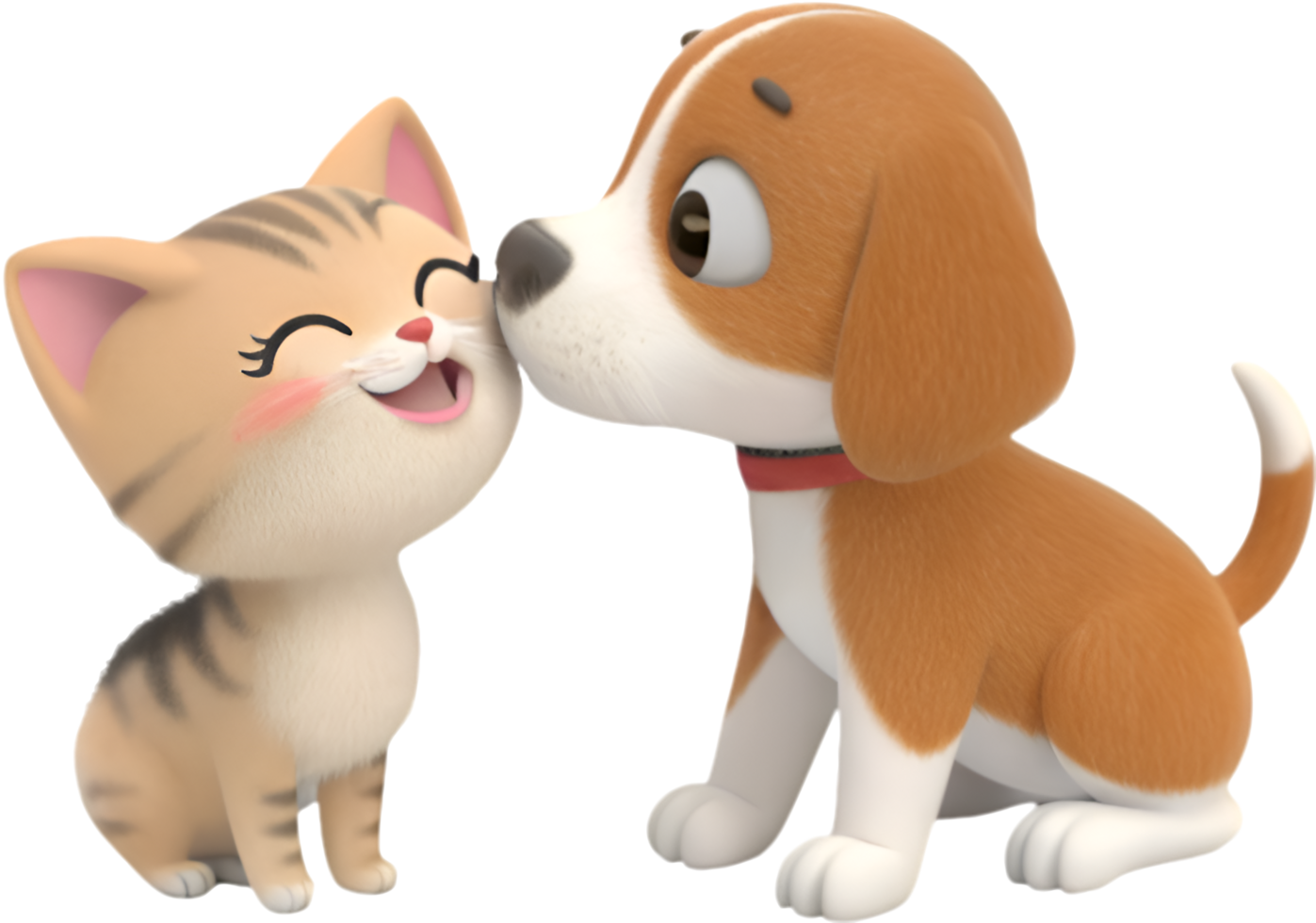 Cute Companionship Kitten and Puppy in a Tender Pose. . png