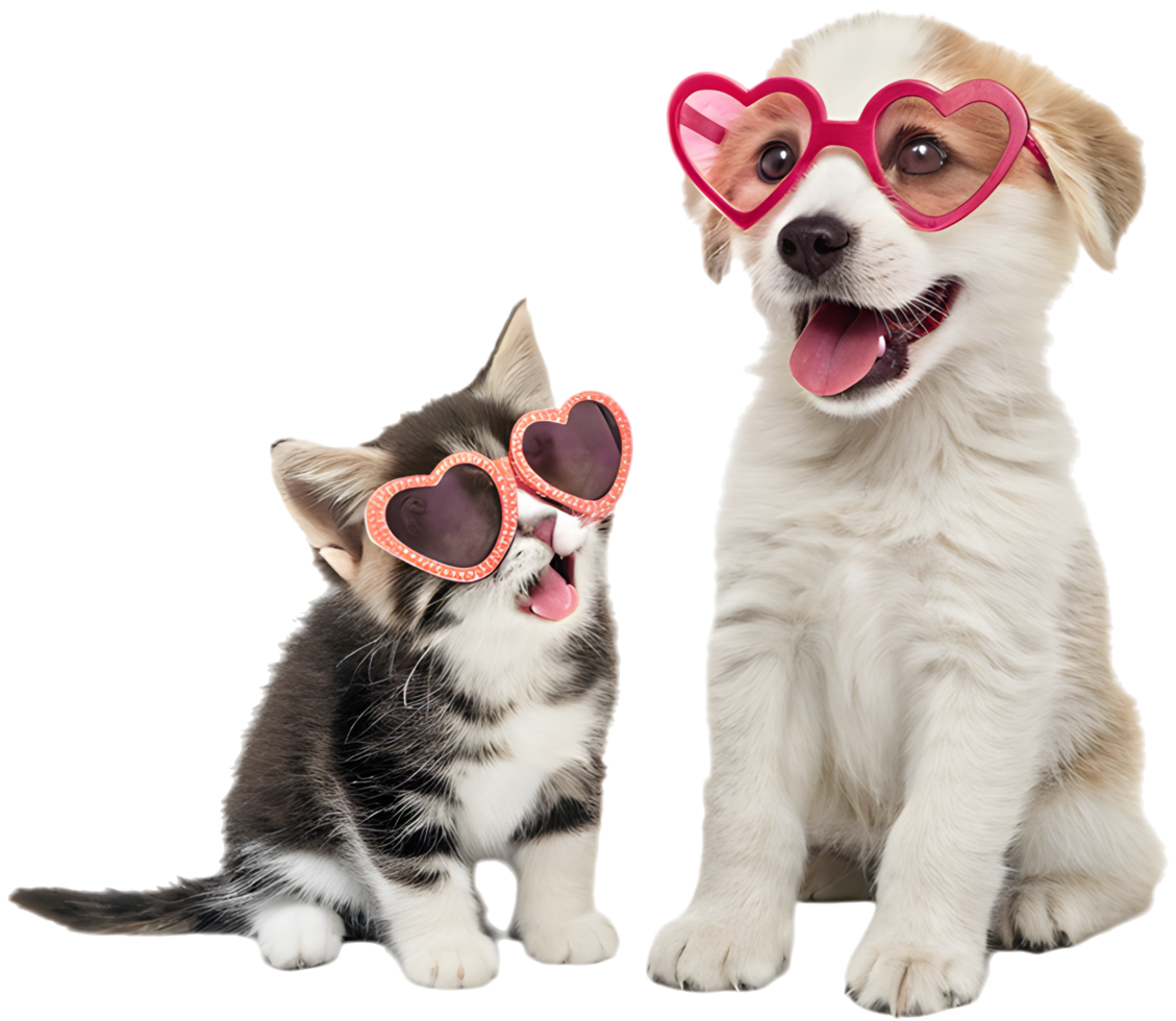 Cheerful Partners Kitten and Puppy Playing in Harmony. . png