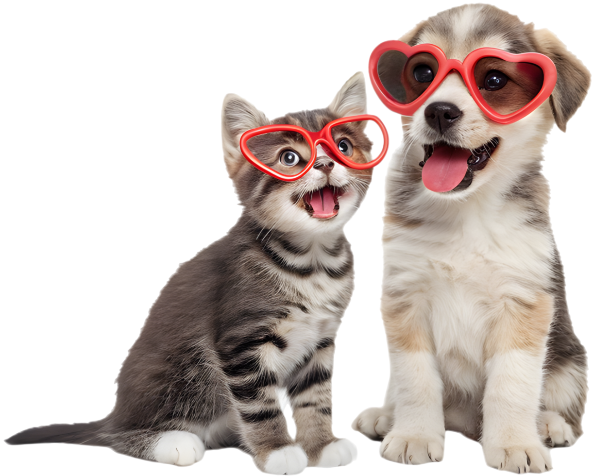 Cuddly Kitten and Puppy in a Cozy Friendship Scene. . png