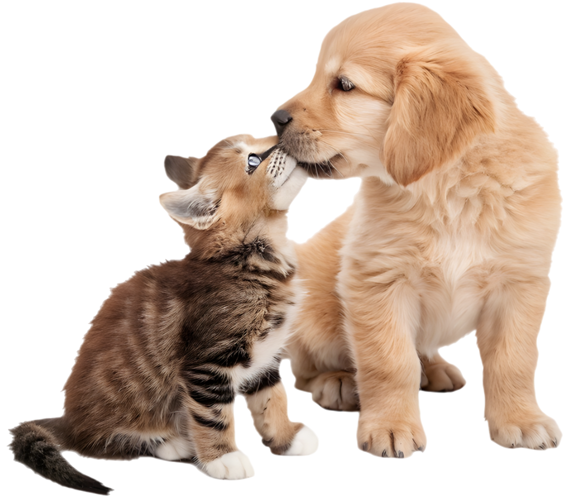 Heartwarming Kitten and Puppy Duo in Cute Pose. . png