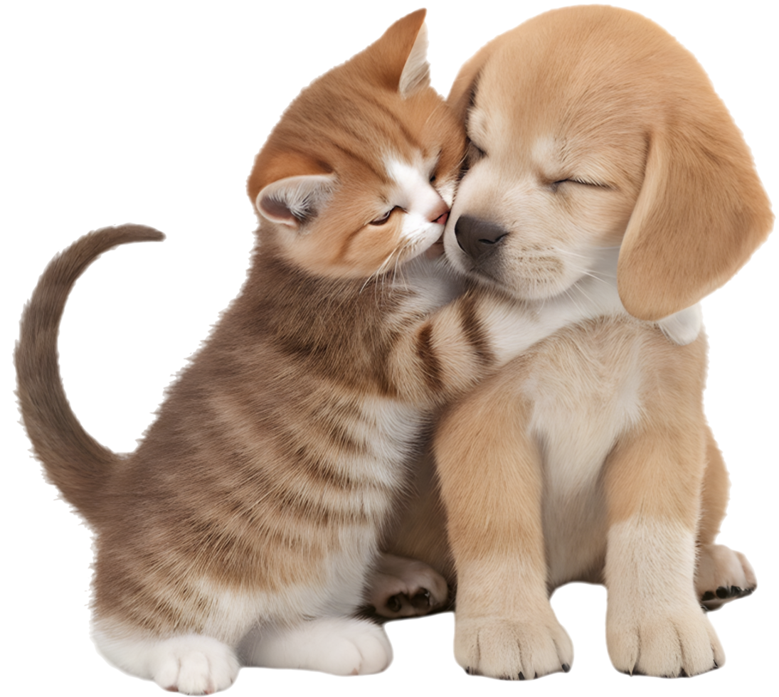 Soft Fur Kitten and Puppy Enjoying Playful Moment. . png