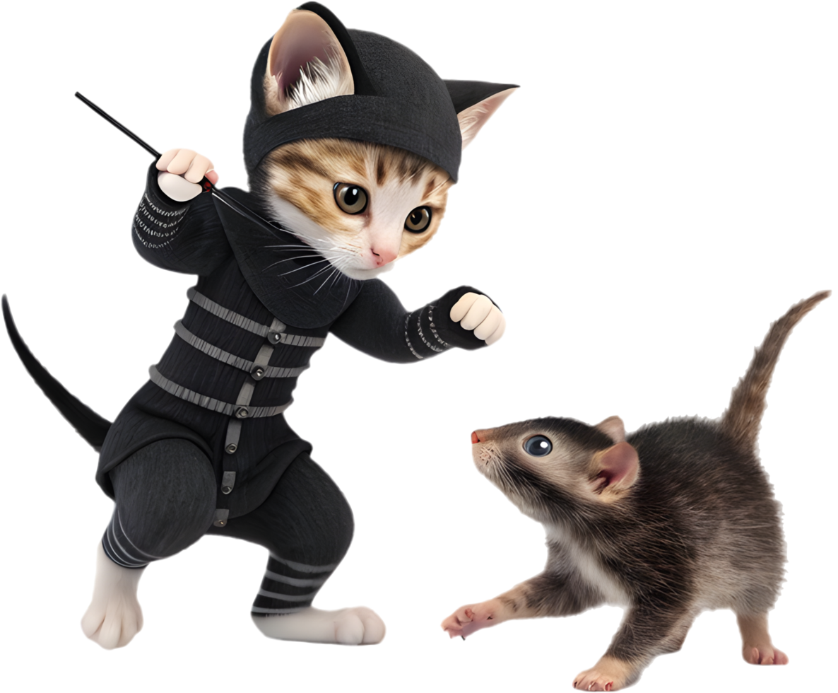 Soft Kitten And Rat Happy Hug. . png