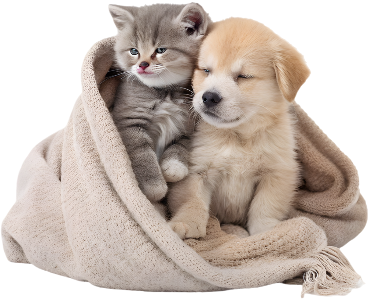 Adorable Puppy and Kitten Heartwarming Friendship Scene. . png