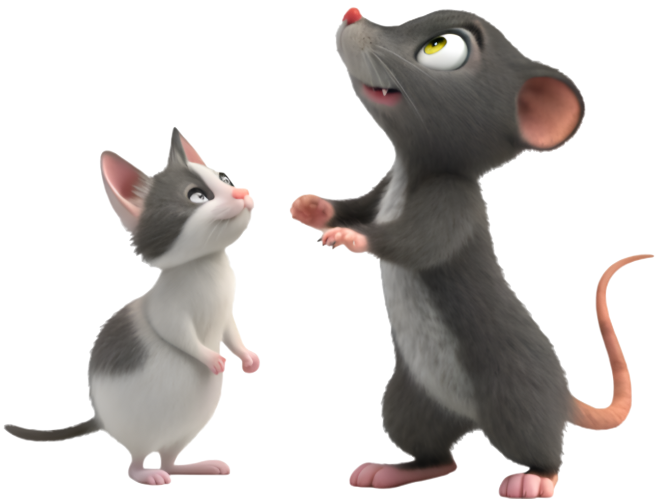 Gentle Kitten And Rat Affectionate Moment. . png