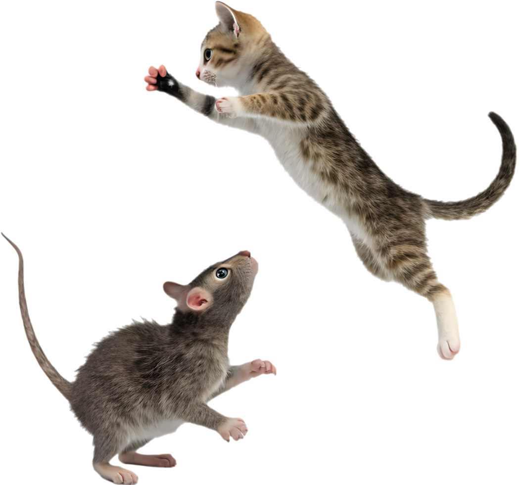 Loving Kitten And Rat Affectionate Pose. . png