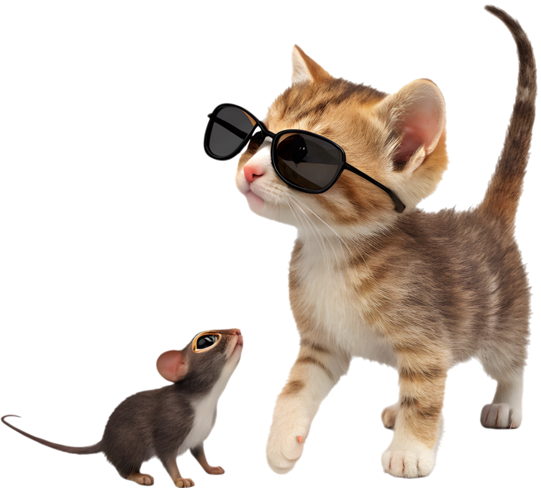 Chibi Kitten And Rat Adorable Drawing. . png