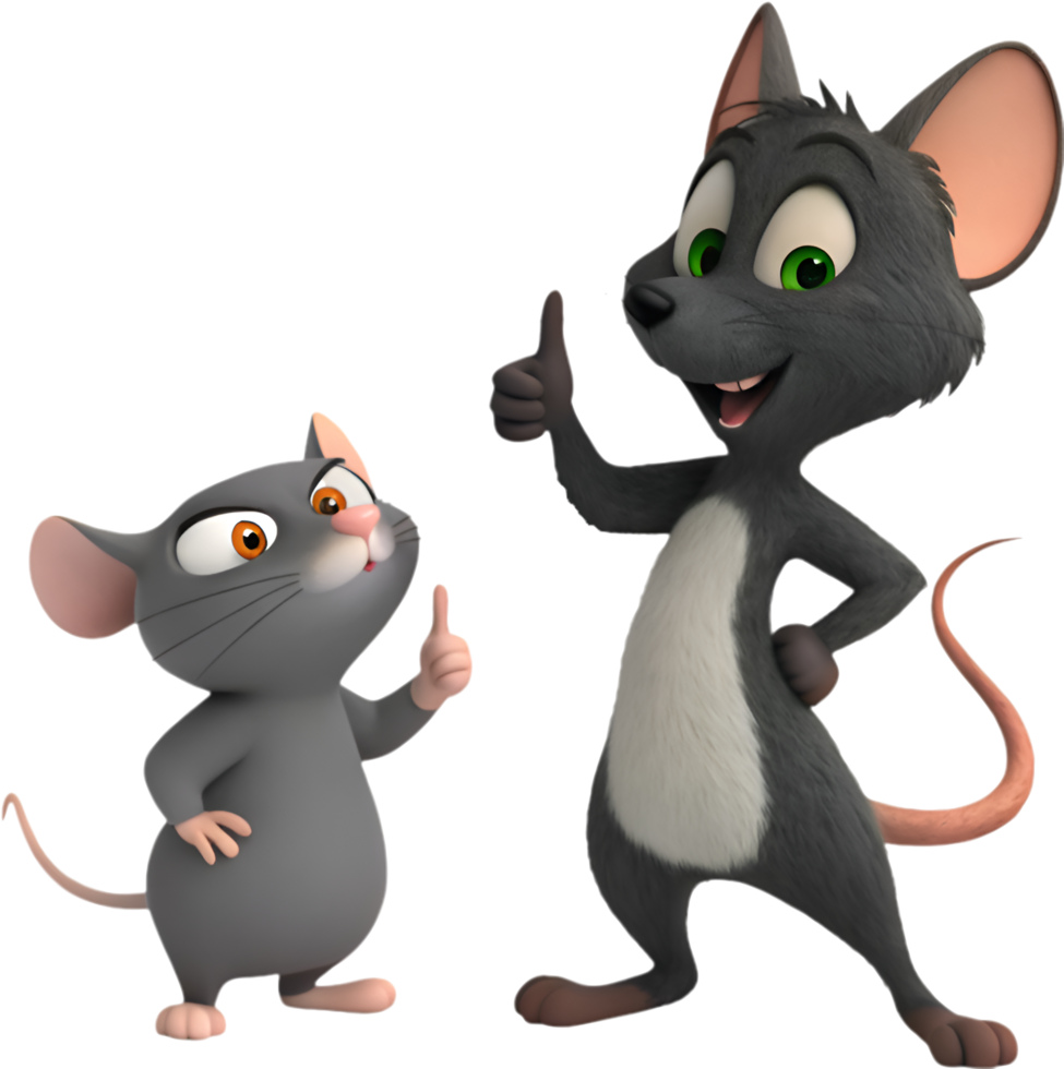 Artistic Kitten And Rat Beautiful Design. . png