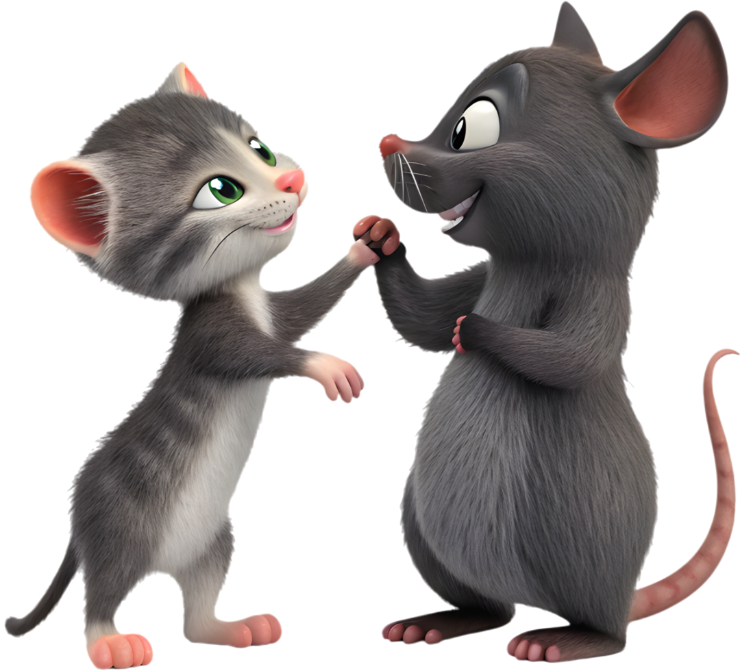 Beautiful Kitten And Rat Animal Love. . png