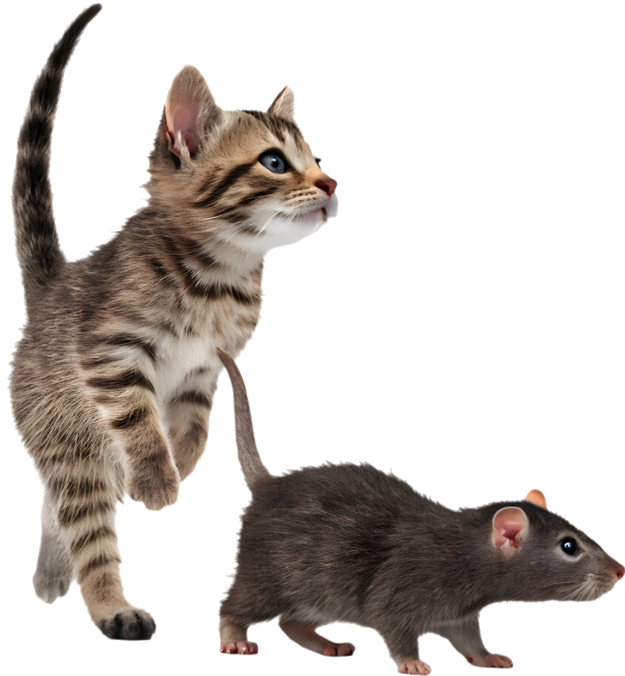 Soft Kitten And Rat Cartoon Creation. . png