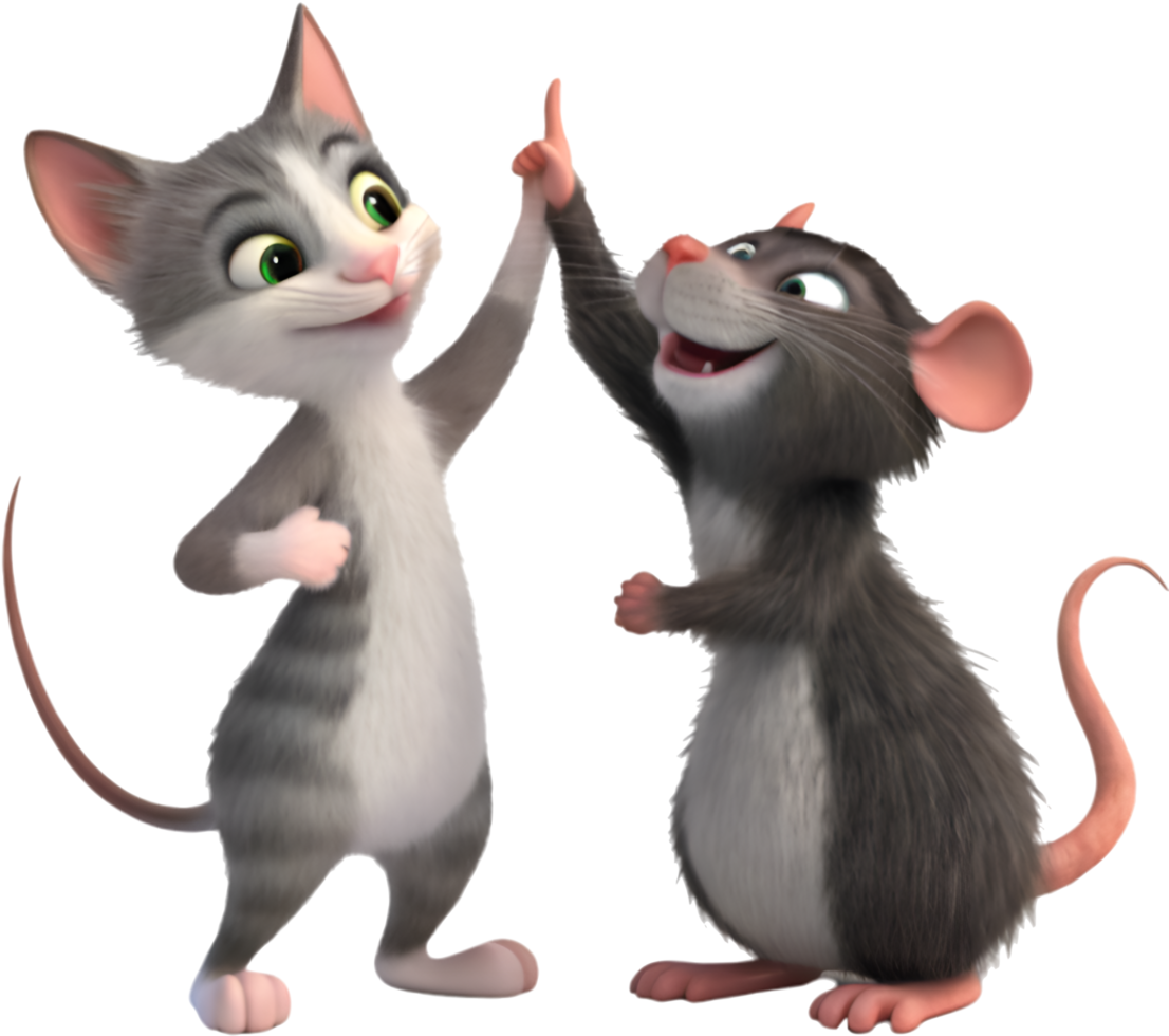 Cute Kitten And Rat Best Friends. . png