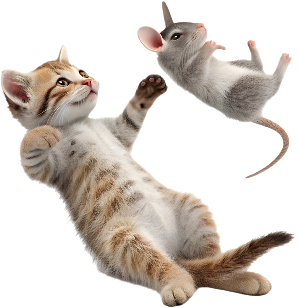 Fun Kitten And Rat Cute Artwork. . png