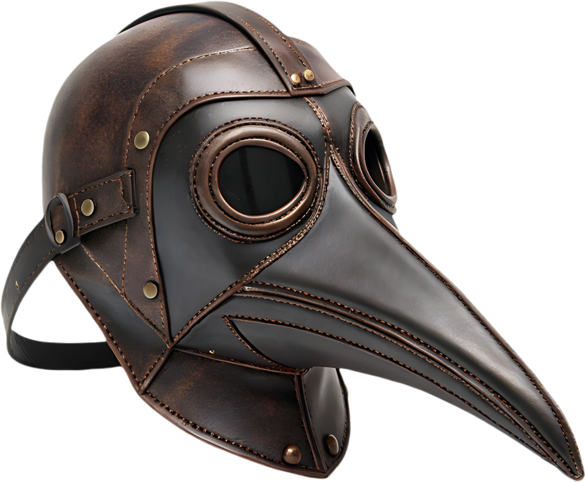 Historical Plague Doctor Beak Mask Clipart Featuring Leather and Bird Design. . png