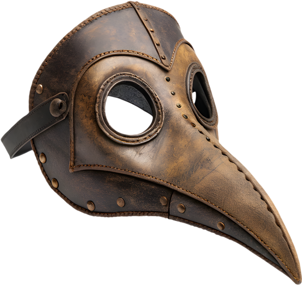 Vintage Gothic Leather Plague Doctor Beak Mask Clipart for Art. . png