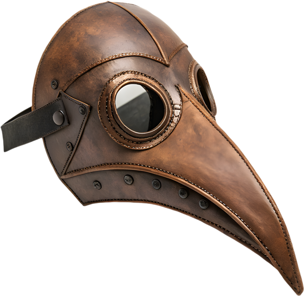 Spooky Plague Doctor Beak Mask Clipart with Leather and Gothic Elements. . png