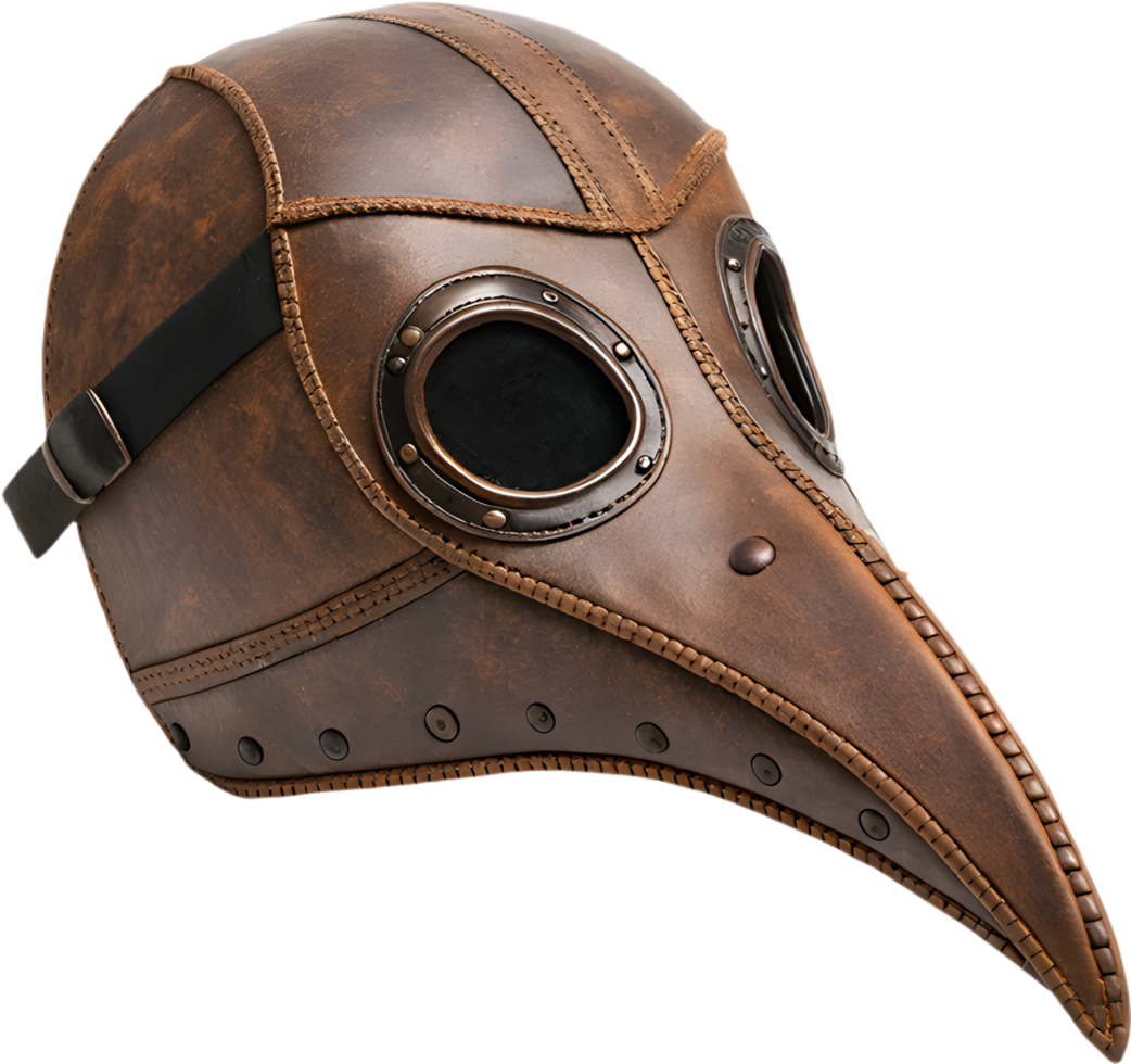 Gothic Leather Plague Doctor Beak Mask Clipart for Vintage and Historical Projects. . png