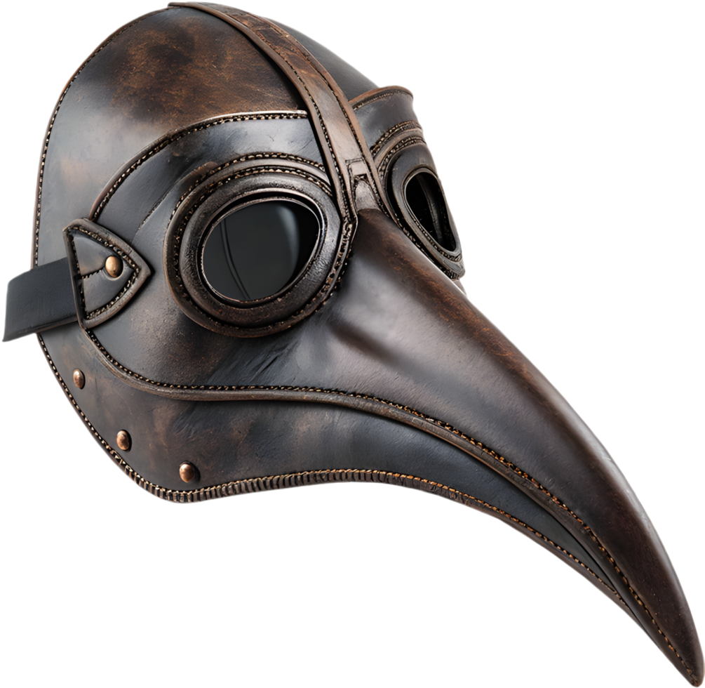 Plague Doctor Beak Mask Clipart with Leather and Spooky Gothic Style. . png
