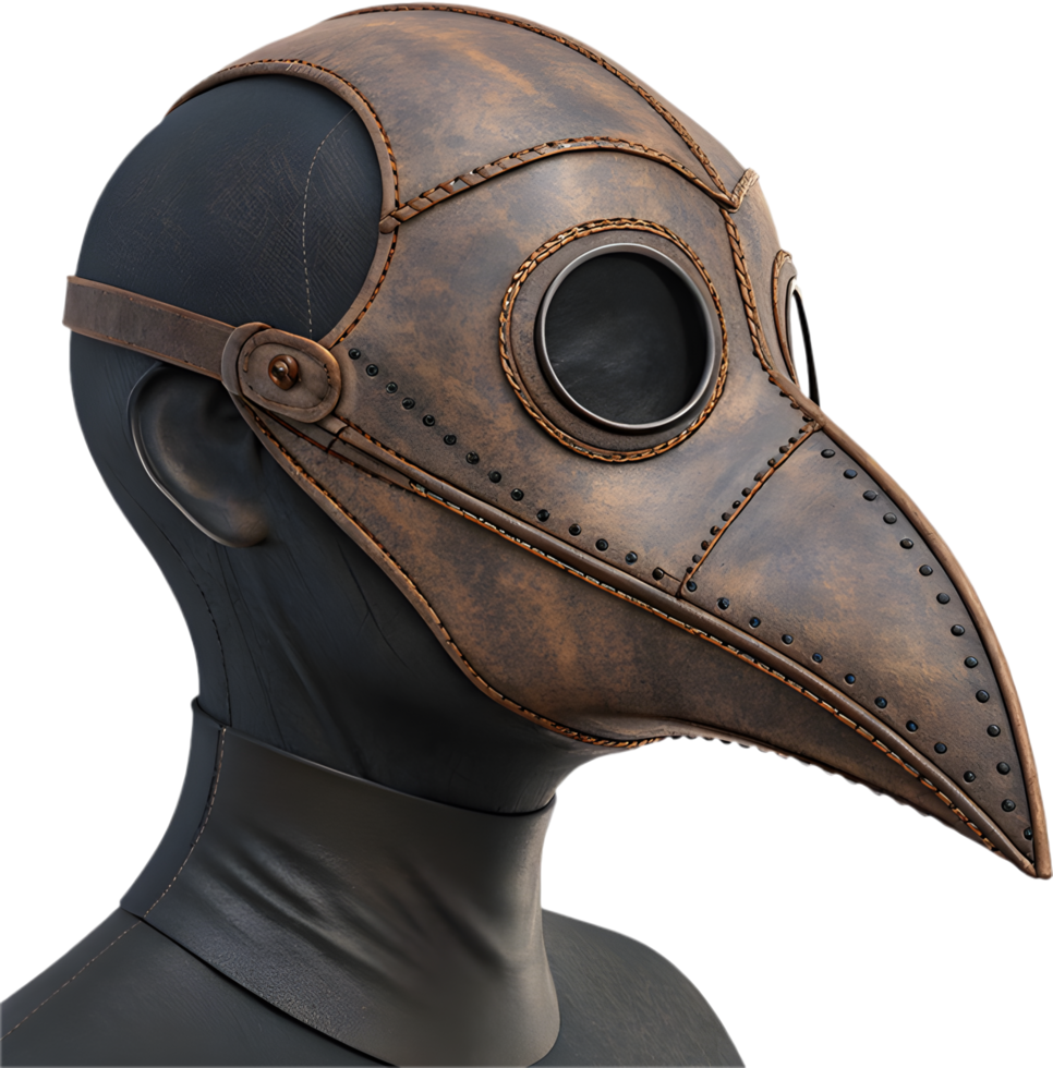 Vintage Gothic Plague Doctor Beak Mask Clipart Featuring Leather. . png