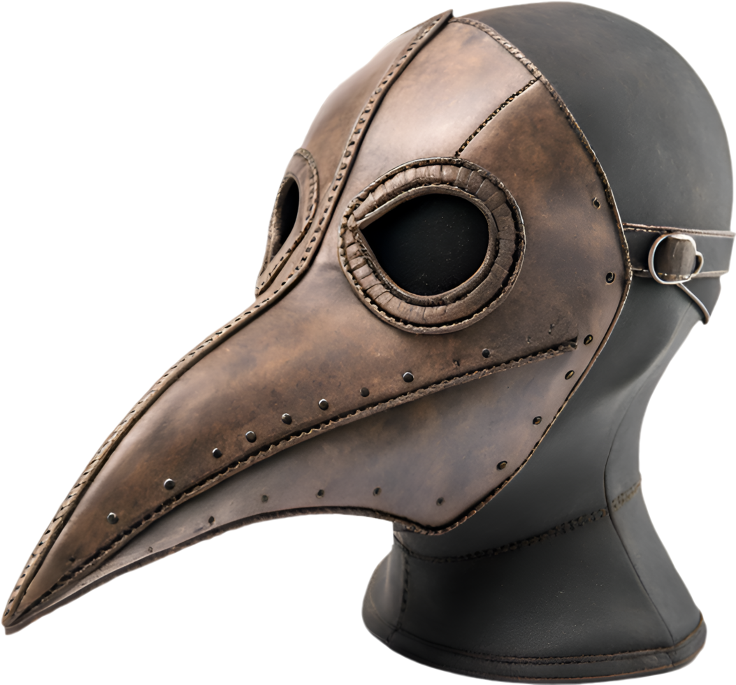 Steampunk Leather Bubonic Plague Mask Clipart with Dark and Vintage Elements. . png
