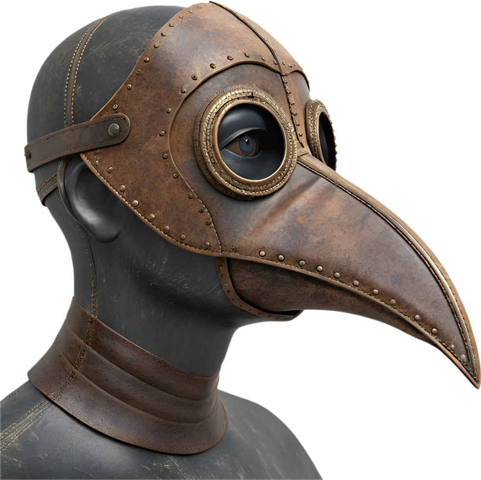 Dark Leather Plague Doctor Beak Mask Clipart for Historical Projects. . png