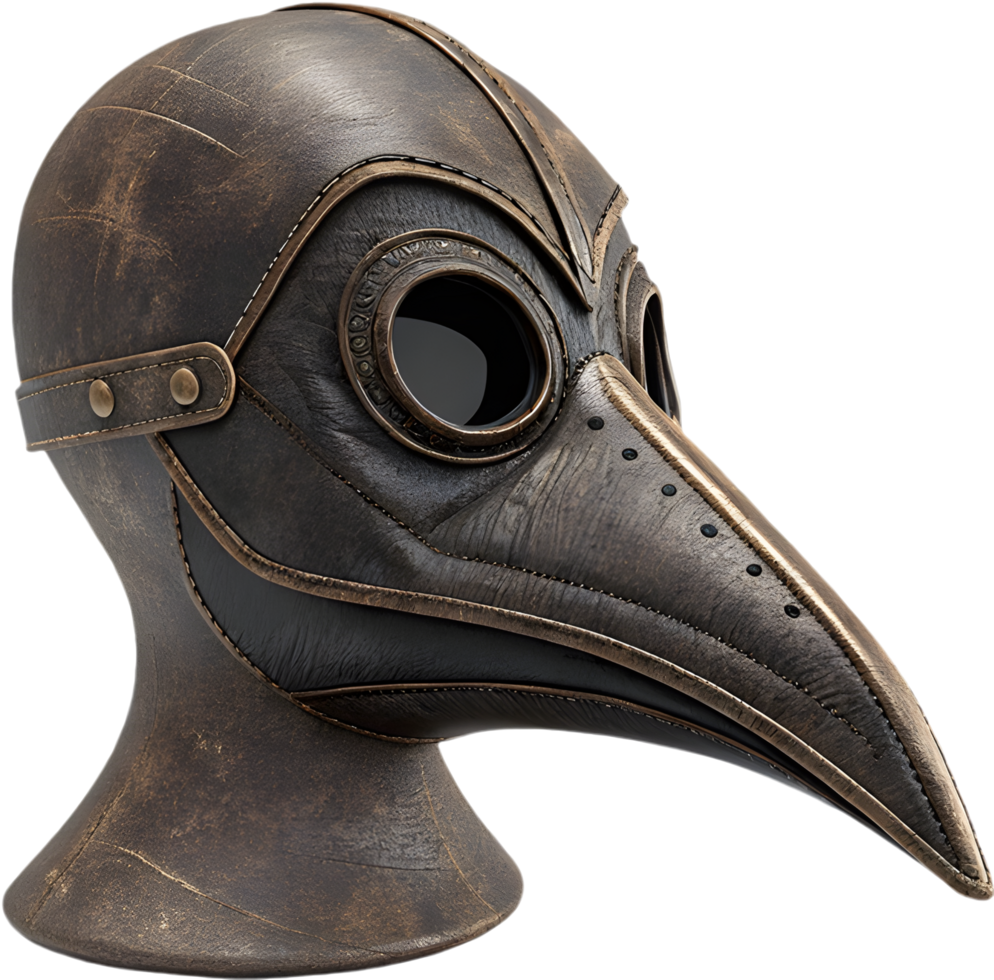 Antique Bubonic Plague Beak Mask Clipart for Steampunk and Gothic Style. . png