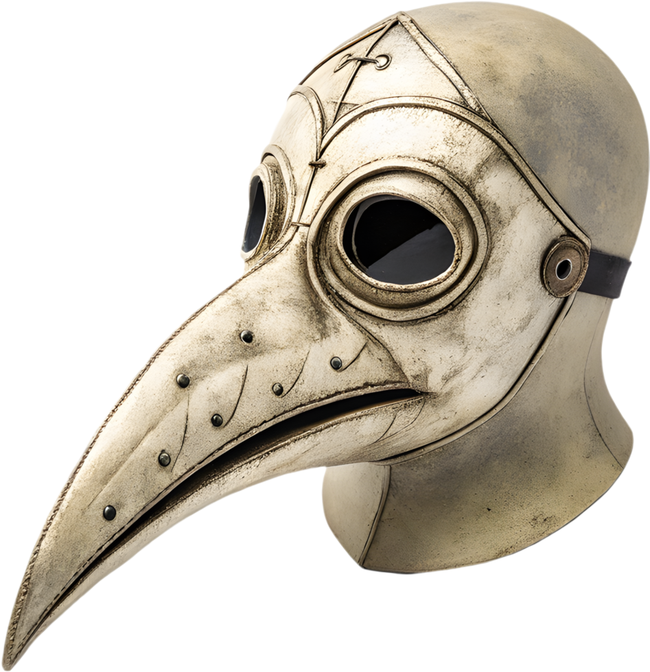 Dark Medieval Bubonic Plague Doctor Beak Mask Clipart for Spooky Themes. . png